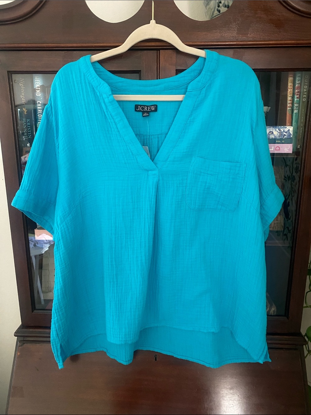 J. Crew Turquoise V-Neck Pullover Tunic Top